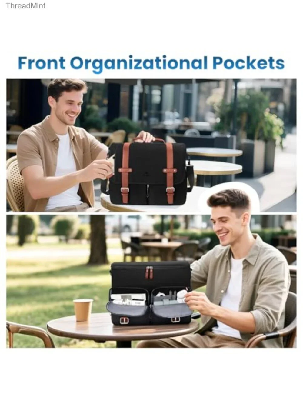 MATEIN Messenger Bag with USB Charging Port, 15.6 inch Laptop Bag